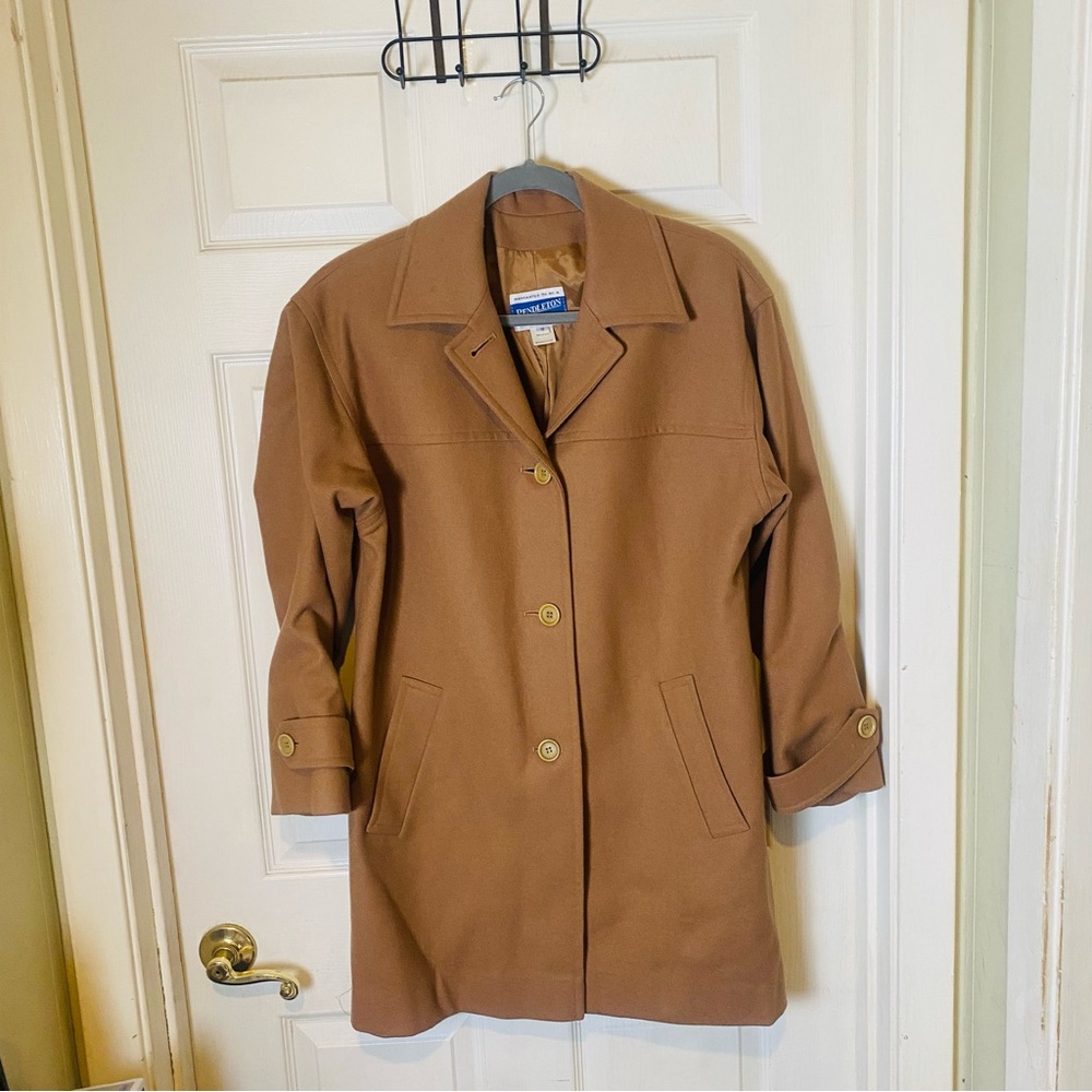 Pendleton 100% Virgin Wool Camel Button Up Over C… - image 1
